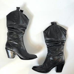 BCBGeneration Black Leather Slouch Boots 7